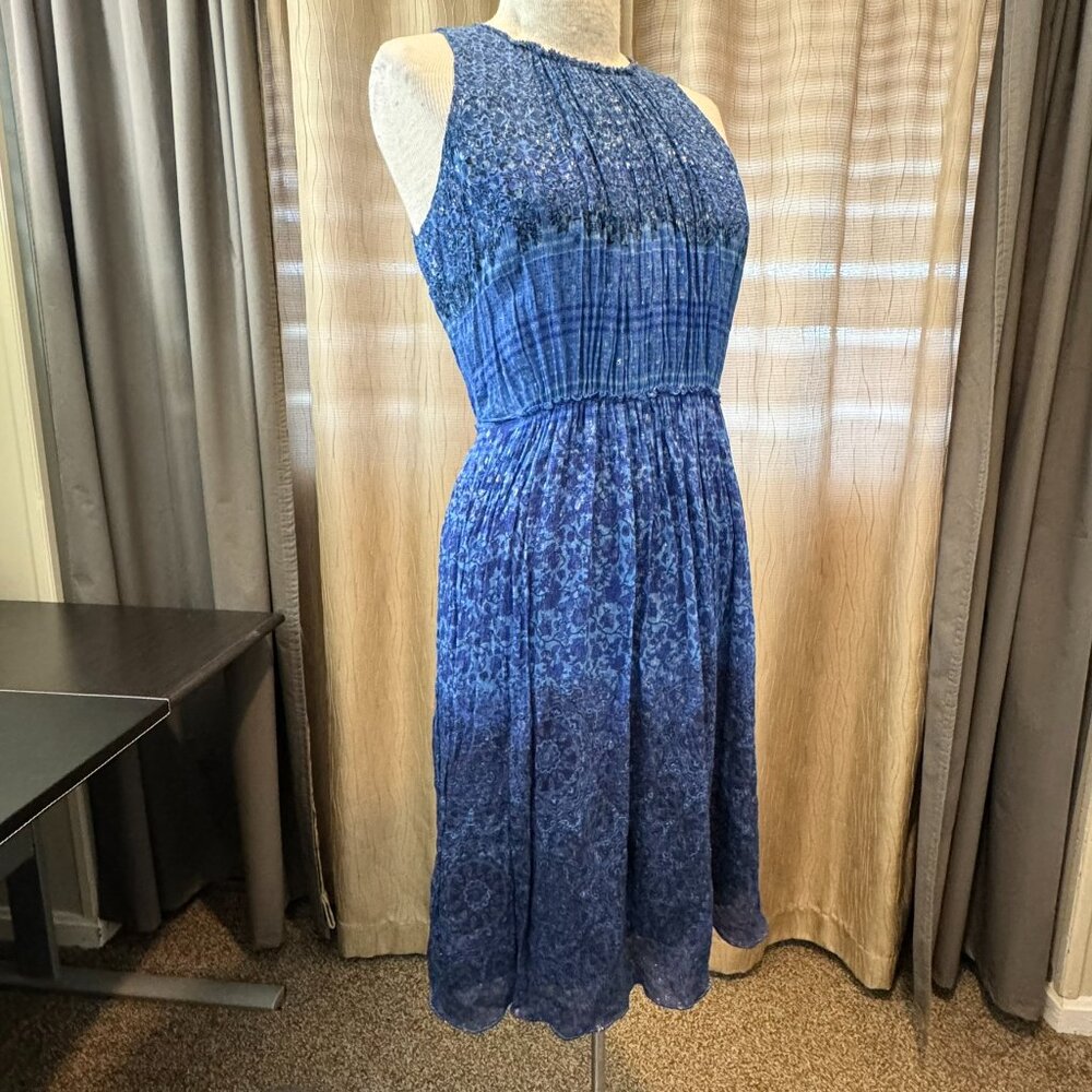 - Elie Tahari Silk Sheath Dress Floral Metallic Shimmer Flowy Sz 0    - 1C2044 - Picture 5 of 7